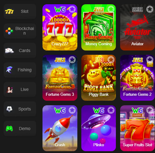 Main screen of lucky167 game page for PK players - 4